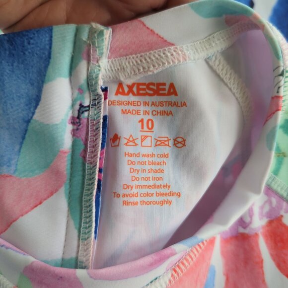 Axesea Women Floral Long Sleeve one piece Surf Swimsuit UPF 50+ Rash Guard Sz 10 - Picture 6 of 12